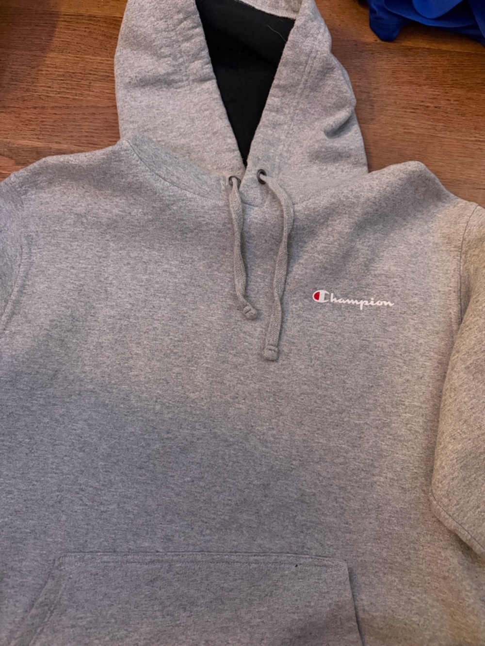 Champion Gray Pullover Hoodie with Script Logo